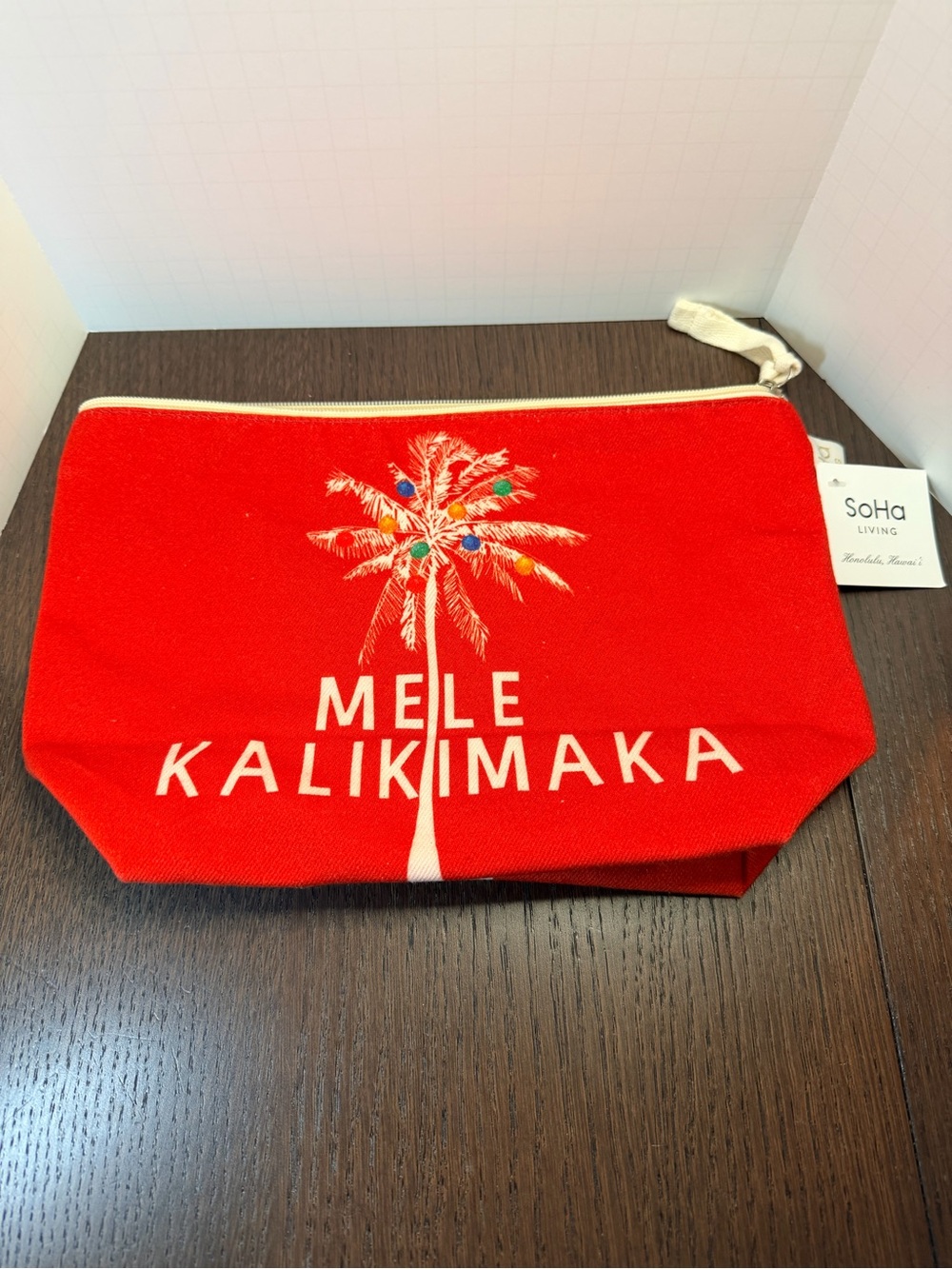 SoHa Living Red 'Mele Kalikimaka' Holiday Zip Cosmetic Pouch